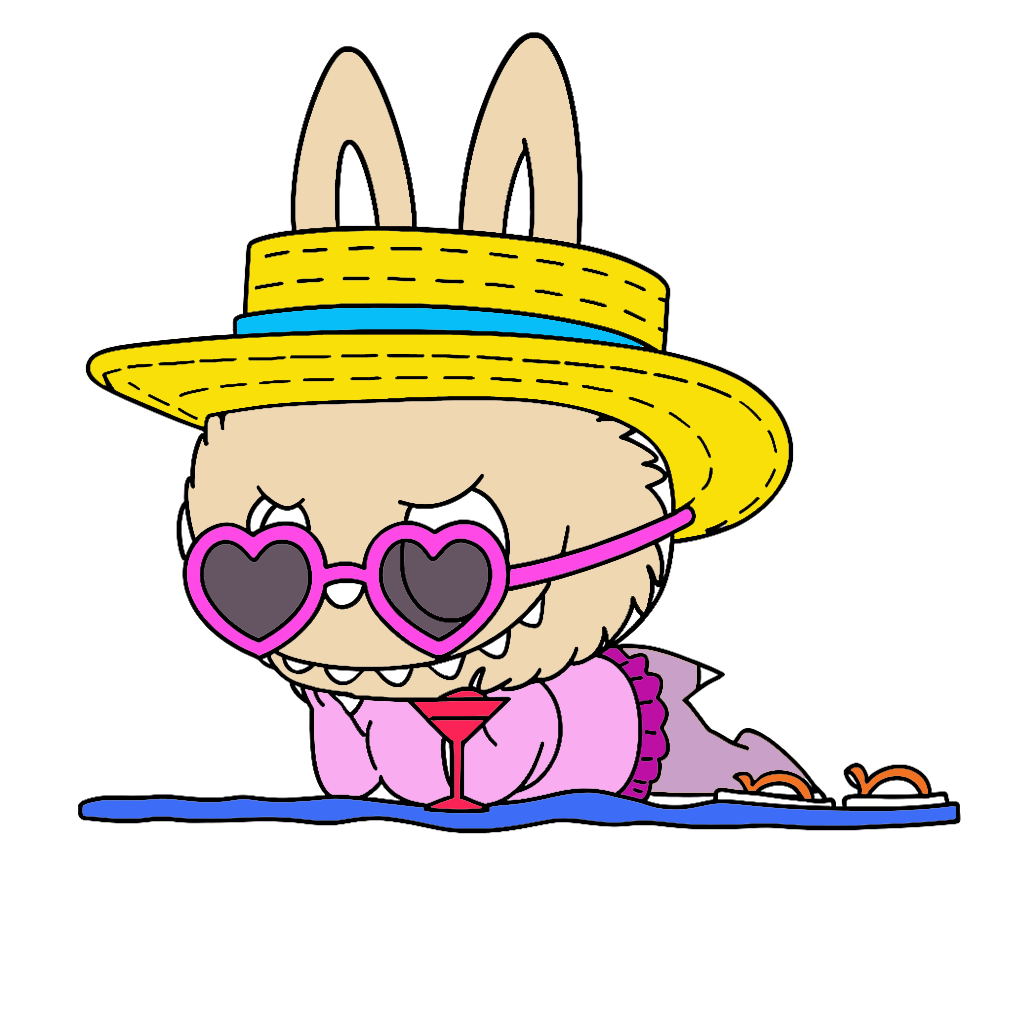 Labubu At The Beach Coloring Pages