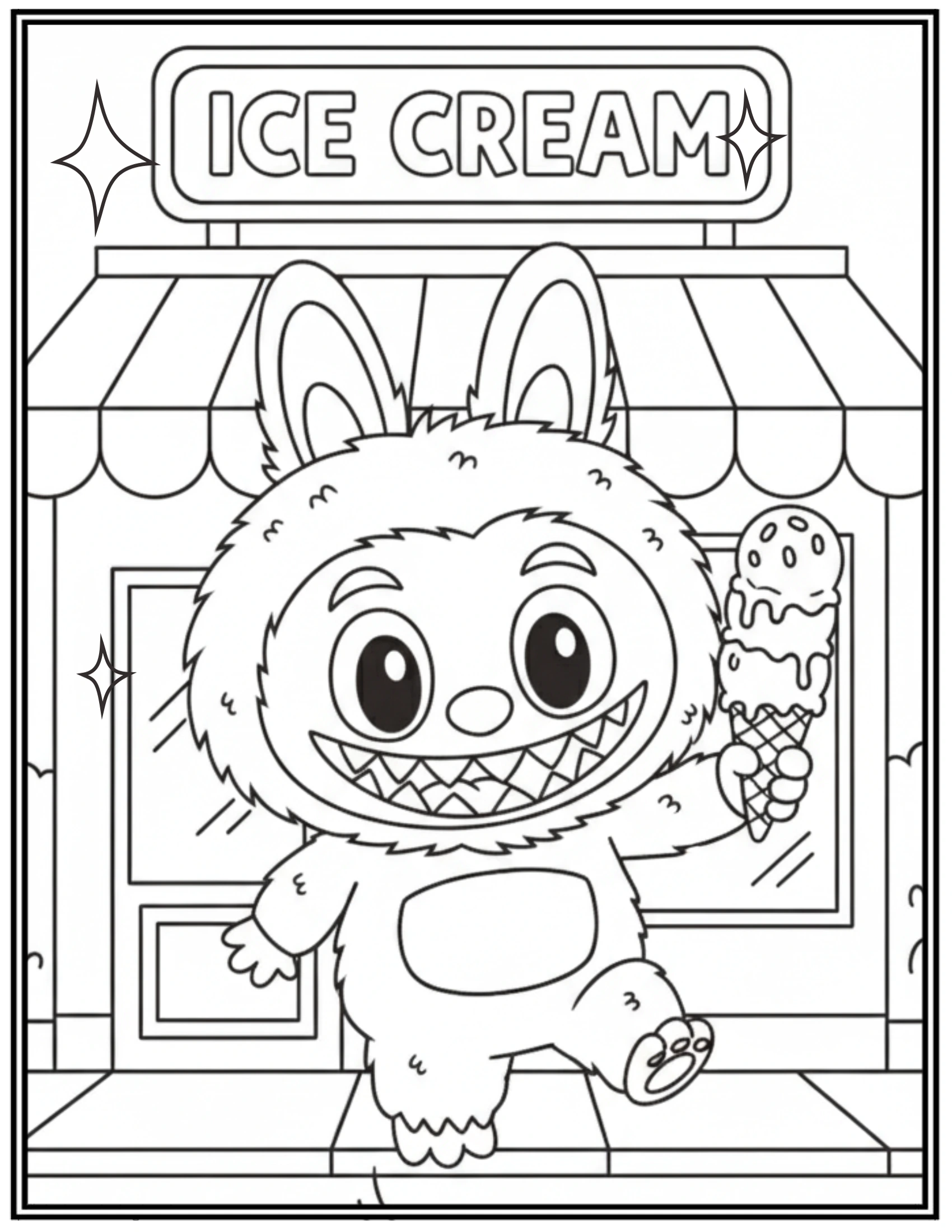 Labubu Ice Cream Shop Coloring Pages