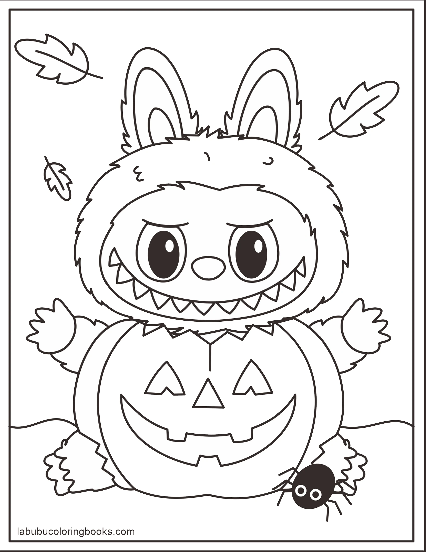 Labubu Carved Jack O Lantern Outfit Halloween Coloring Pages