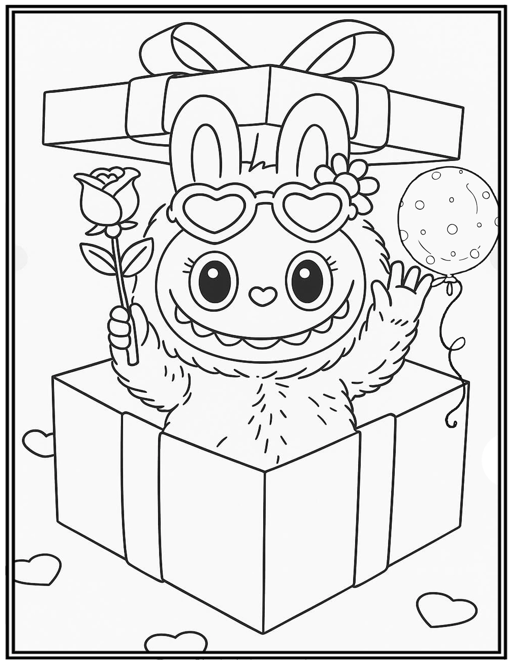 Labubu Large Gift Box Birthday Coloring Pages