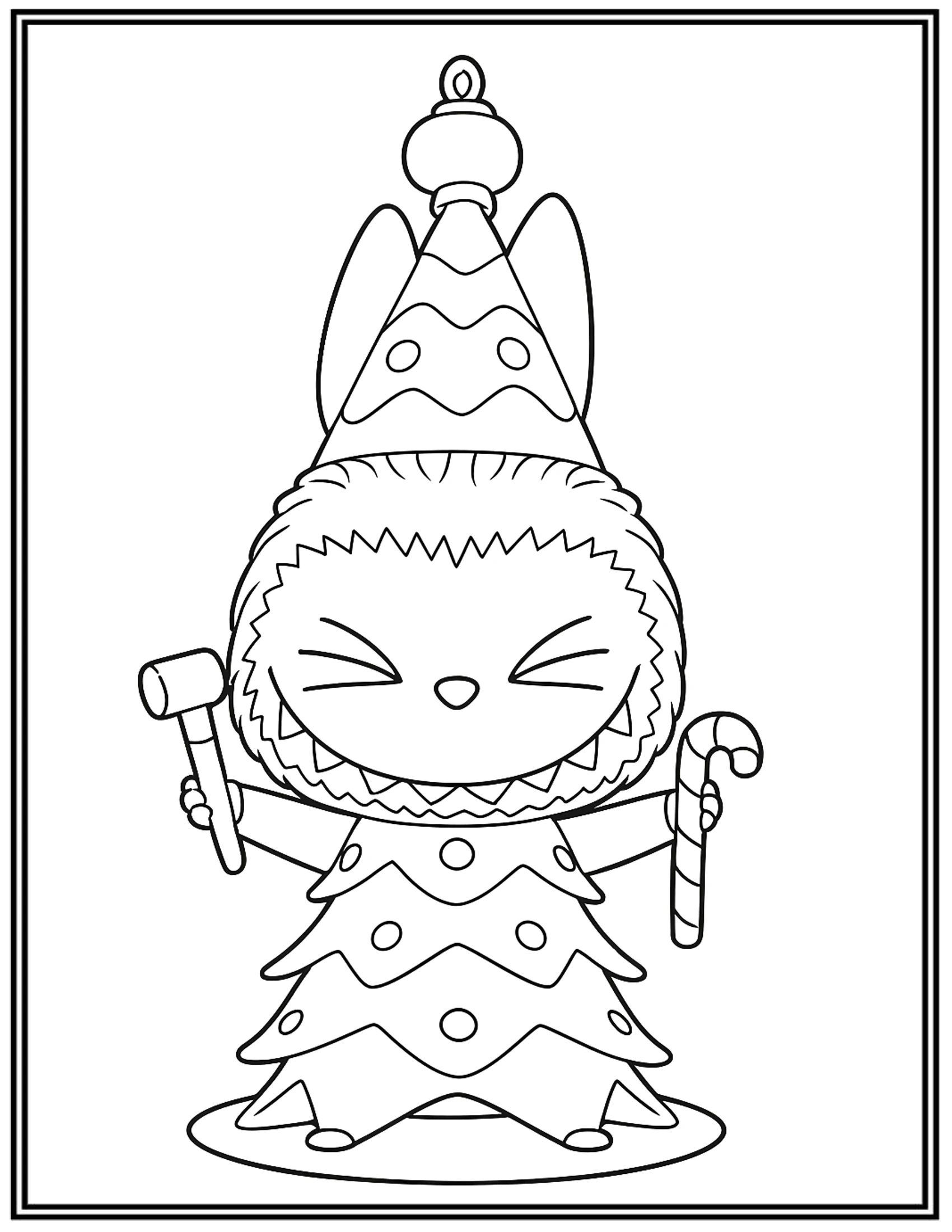 Labubu Christmas Tree Coloring Pages