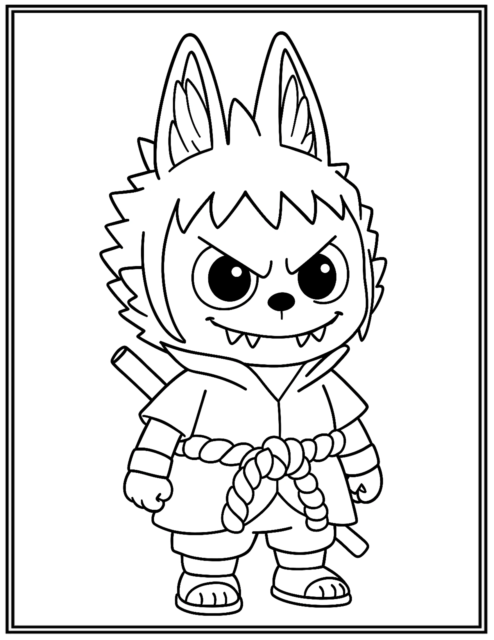 Labubu Anime Sasuke Uchiha Naruto Coloring Pages