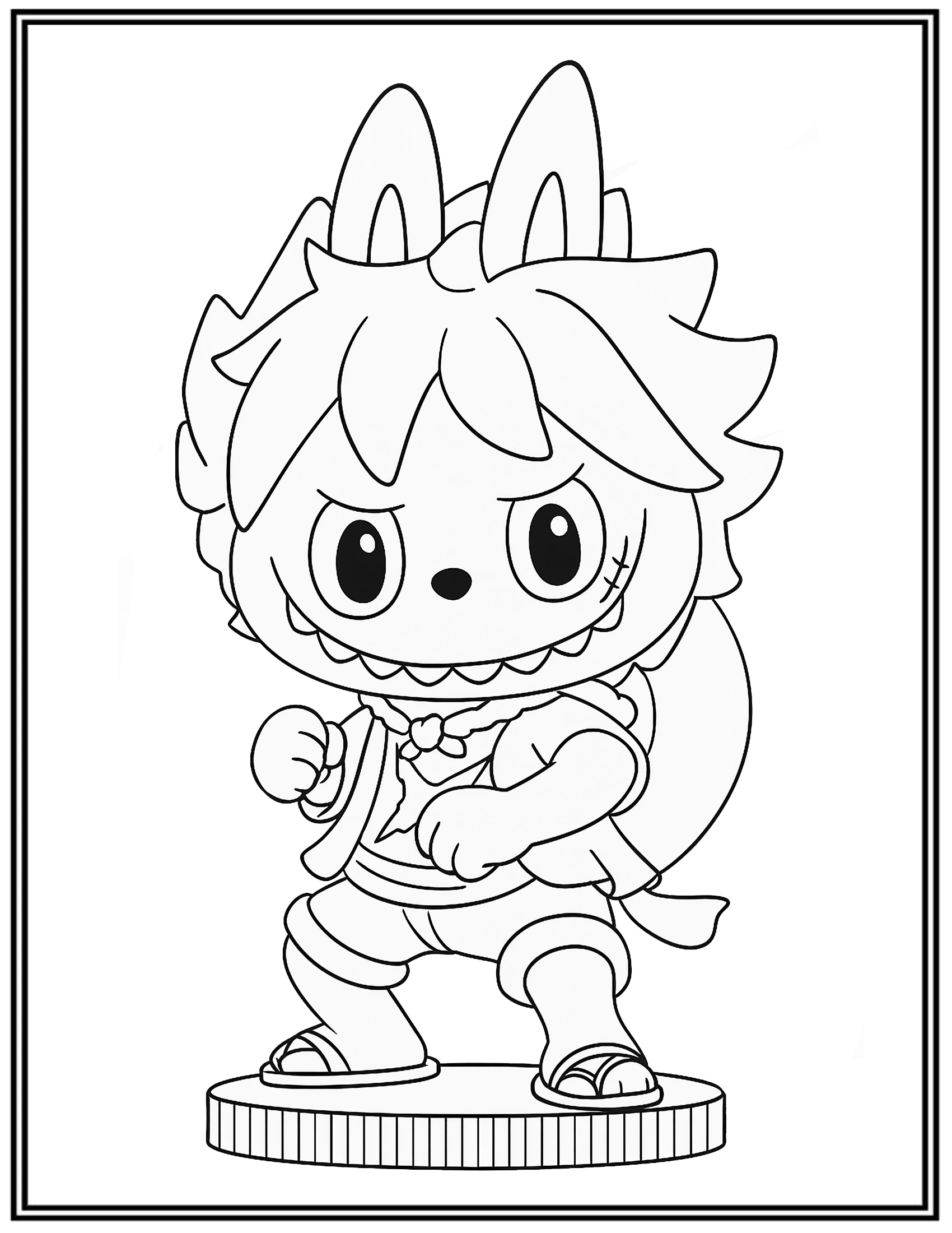 Labubu Anime Monkey D Luffy Coloring Pages