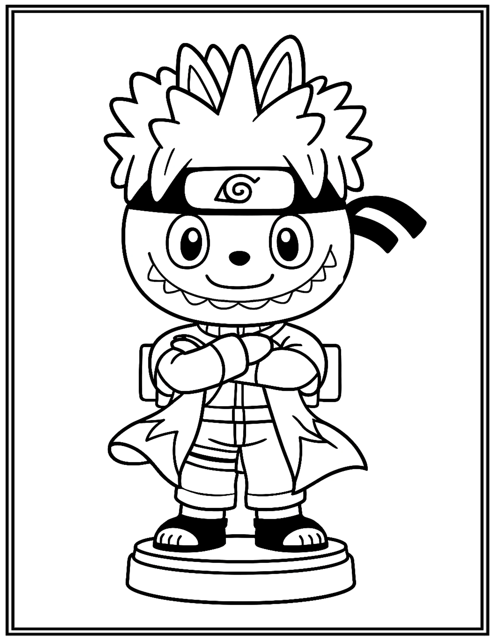 Labubu Anime Naruto Uzumaki Coloring Pages