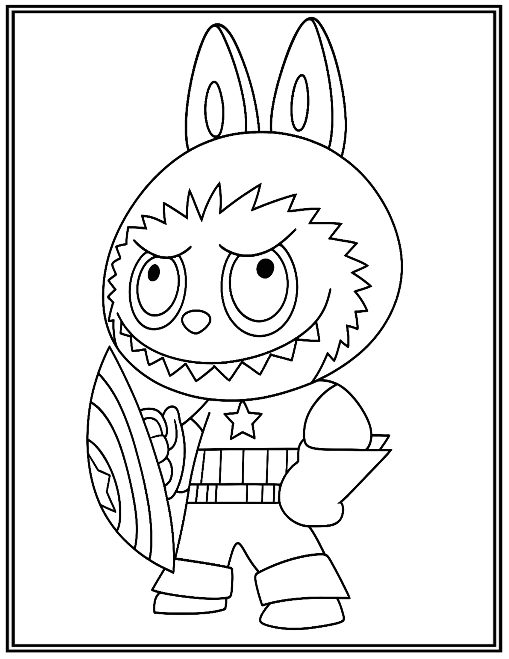 Labubu Captain America Coloring Pages