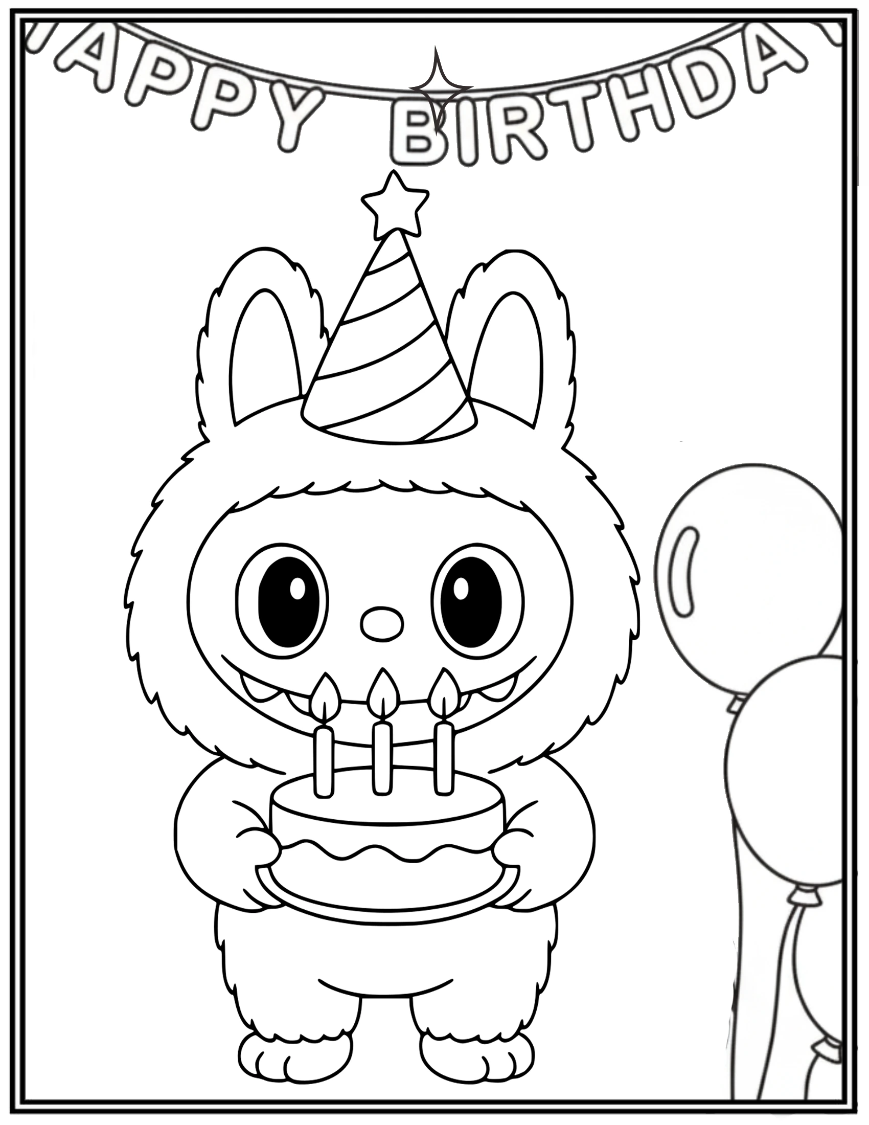 Labubu Birthday Coloring Pages