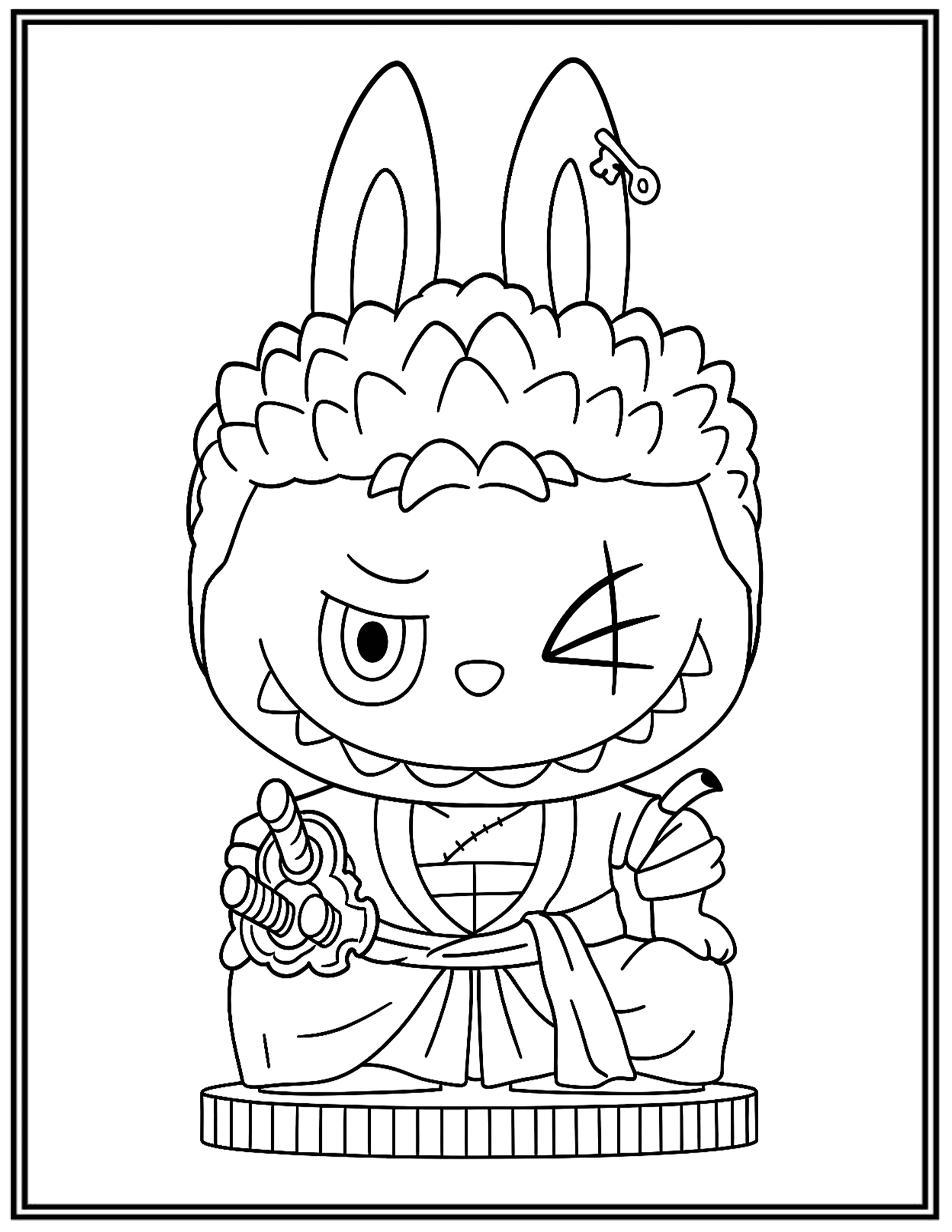 Labubu Anime One Piece Roronoa Zoro Coloring Pages