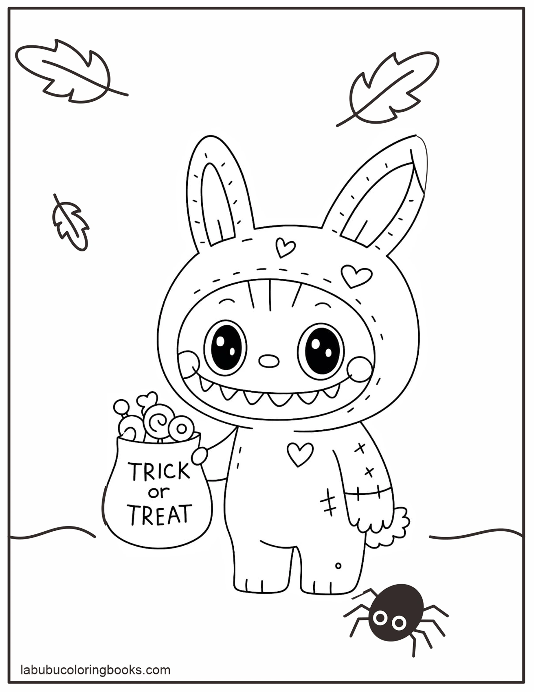 The Cute Labubu Halloween Atmosphere Coloring Pages