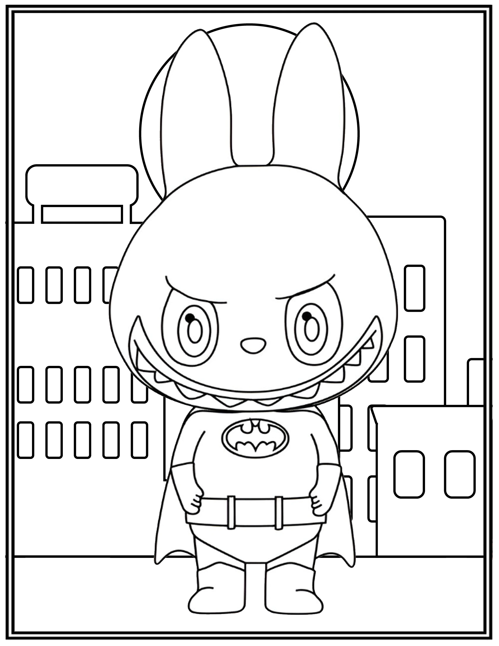 Labubu Superhero Batman Coloring Pages