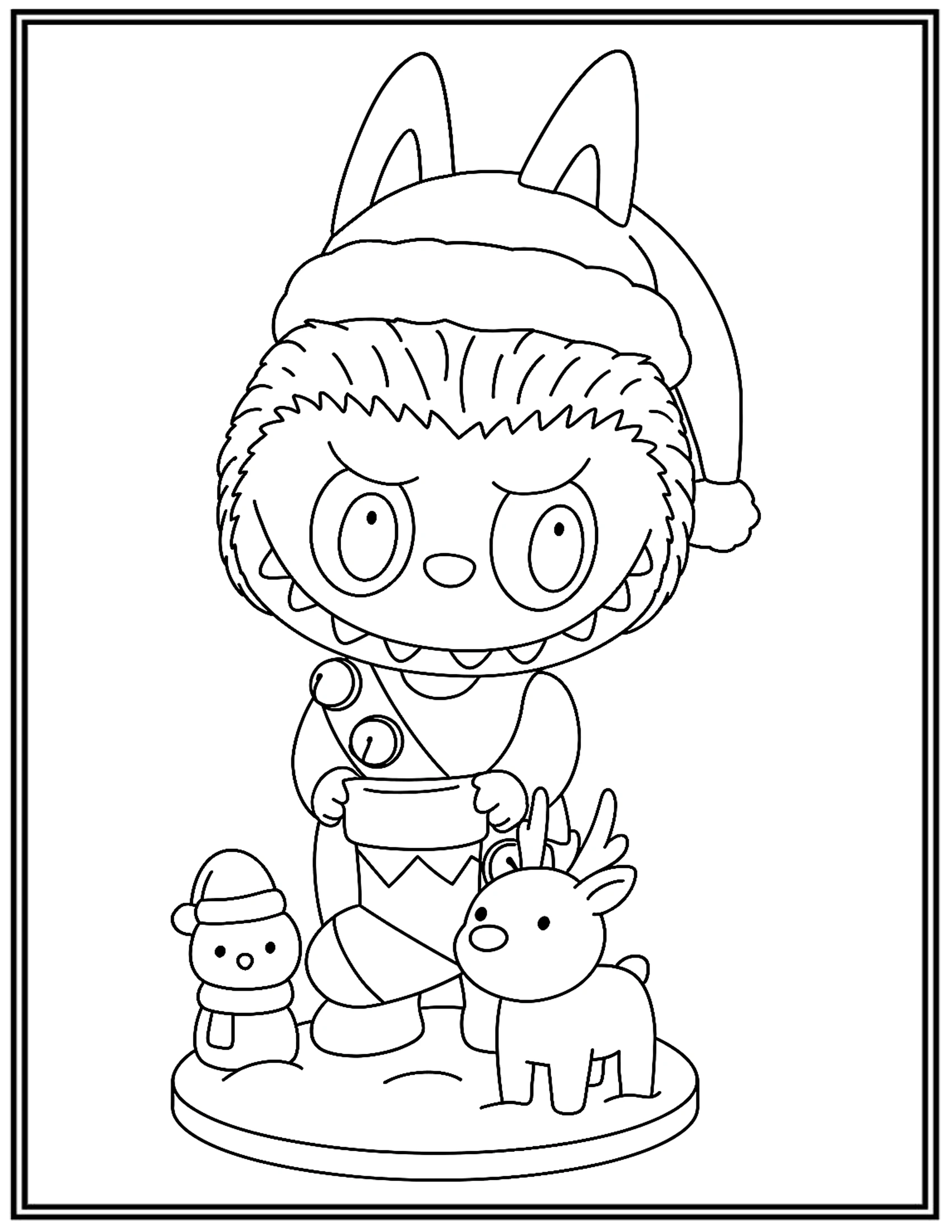 Labubu Christmas Santa Claus Coloring Pages