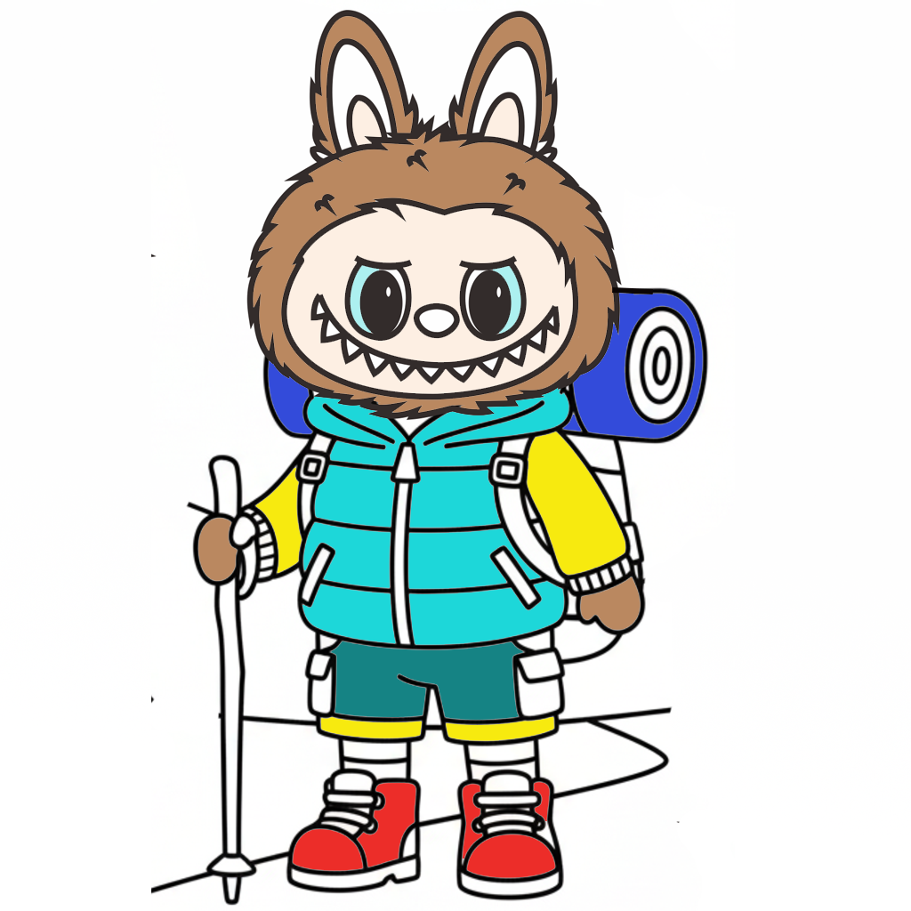 Labubu Hiking Coloring Pages