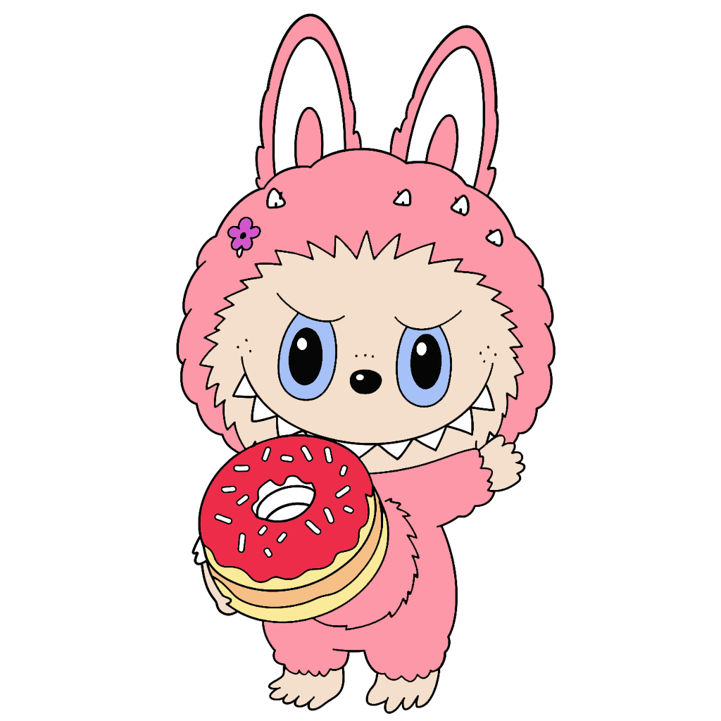 Labubu Eating Donut Coloring pages