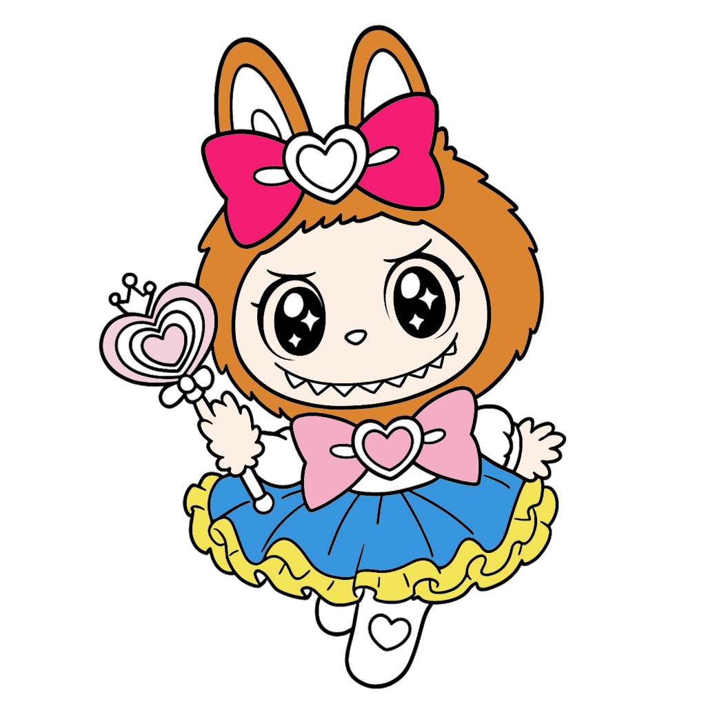 Cute Labubu with Ribbon Coloring Pages